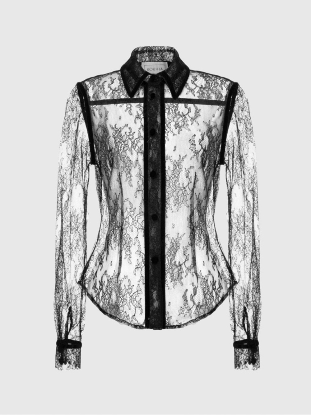 KOKHIA CLASSIC BUTTON DOWN LACE SHIRT size S